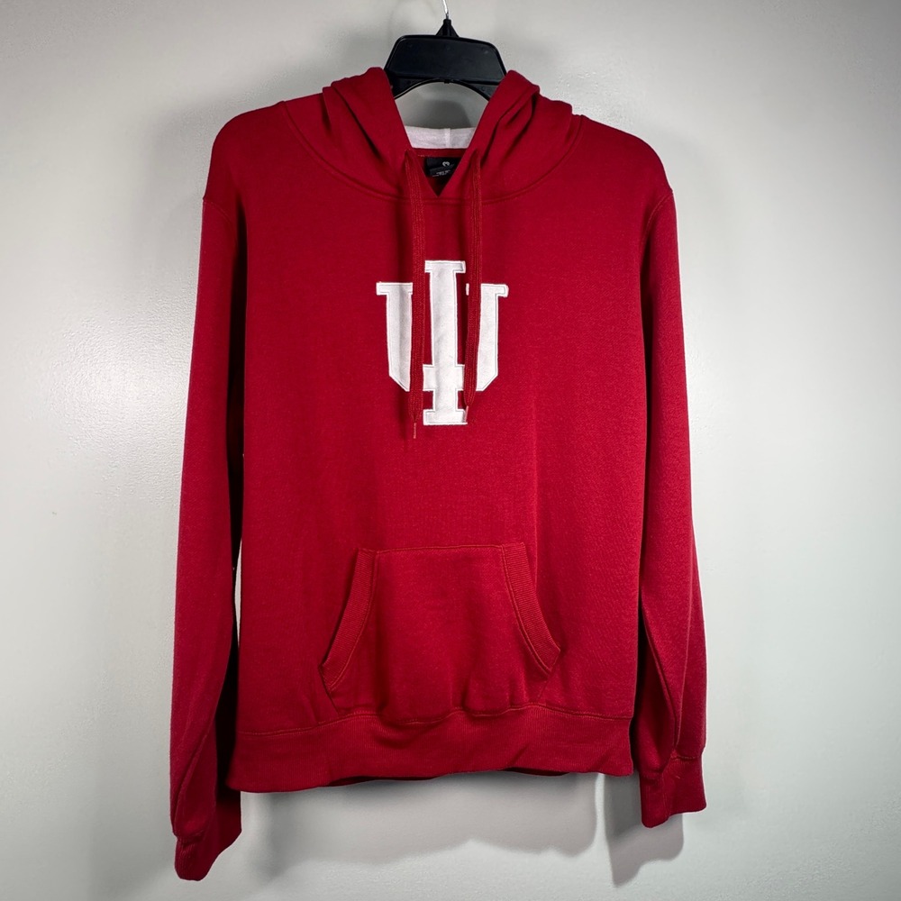 Indiana University Hoosiers IU Pullover Hoodie Red Women L Collegiate Fleece Top